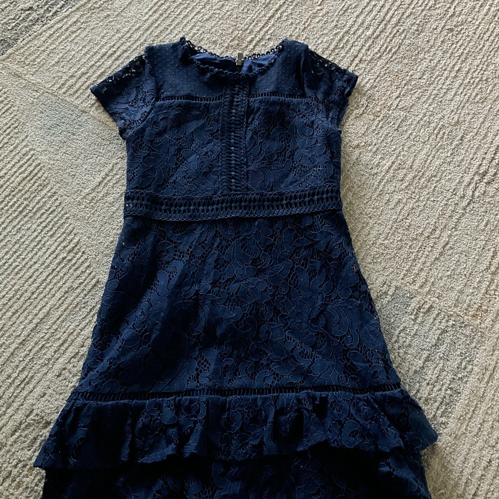 Elegant Navy Lace Kids Dress